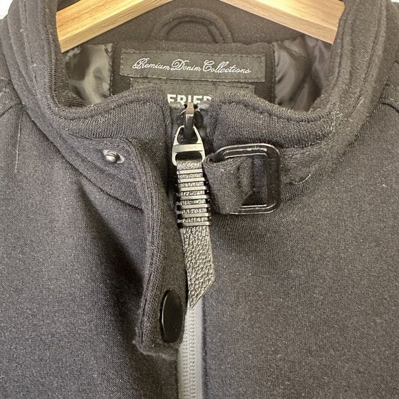 Fried Denim NYC Men’s Premium Black Fleece Biker Style Bomber Jacket Size Large - Picture 8 of 11